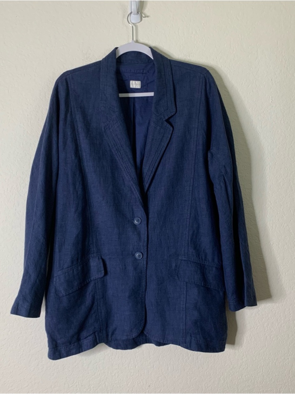 Poetry Womens blue 100% linen 2 button blazer 12